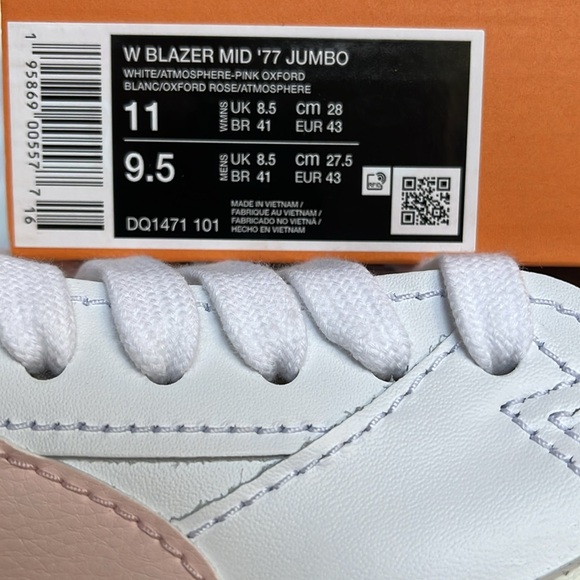 Nike WMNS BLAZER MID '77 JUMBO
WHITE/ATMOSPHERE-PINK
OXFORD-SAIL-SUMMIT
WHITE - Picture 16 of 16
